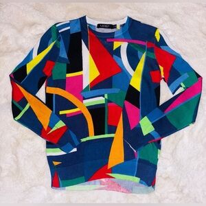 Lauren Ralph Lauren Women's Color-Blocked Crew NeckPullover Sweater Size M